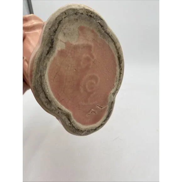 Vintage McCoy Pottery Peach Pink 9 1/4" Tall Swan in Reeds Vase Planter - Picture 7 of 10